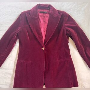TAHARI Women's Burgundy Velvet Blazer